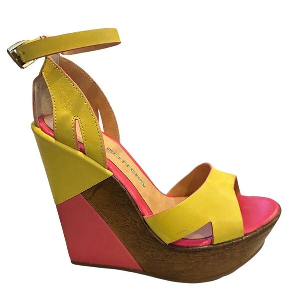 Bottero Women's Leather Colorblock Platform Wedge Sandals Size 8 Multicolor - Picture 5 of 11